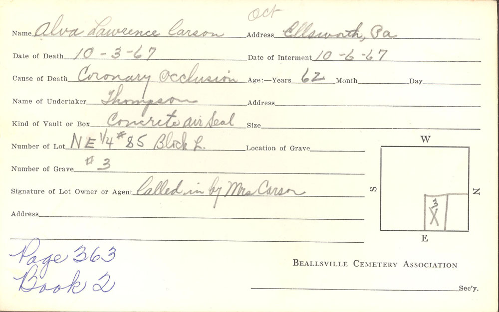 burial card